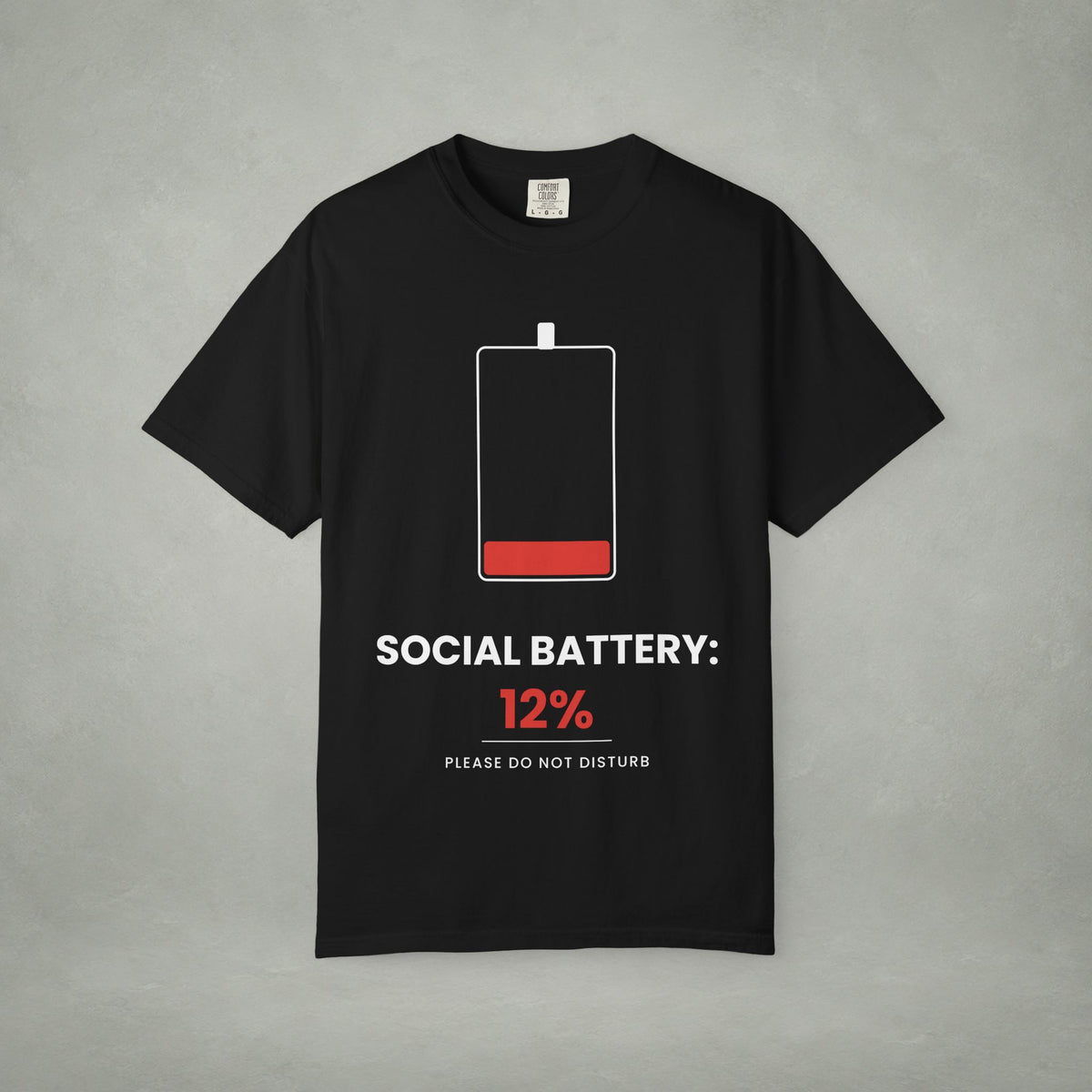 Social Battery 12% T-Shirt — Low Energy Graphic Tee