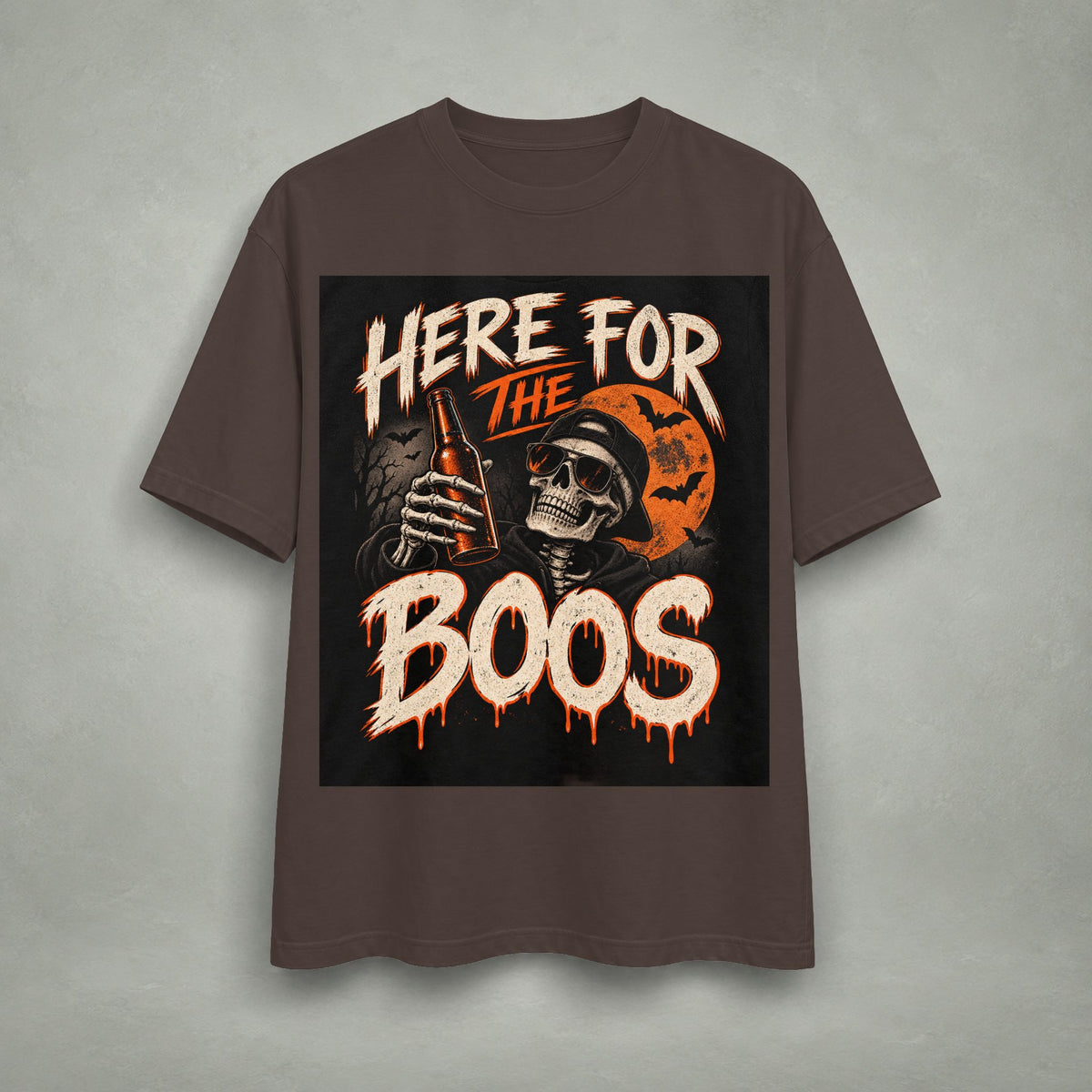 Here for the Boos Halloween Graphic Tee | Skeleton Design