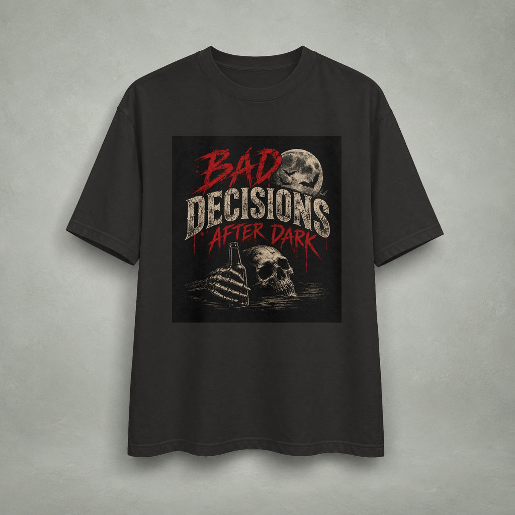 Bad Decisions After Dark T-shirt | Skull Moon Graphic Tee