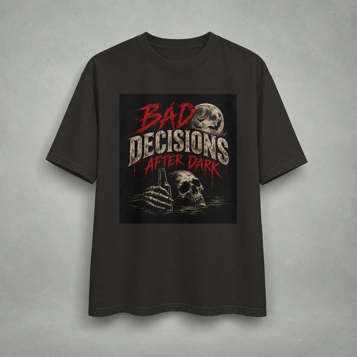Bad Decisions After Dark T-shirt | Skull Moon Graphic Tee