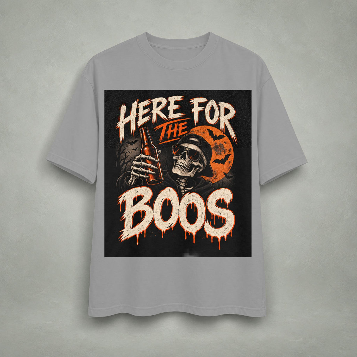 Here for the Boos Halloween Graphic Tee | Skeleton Design