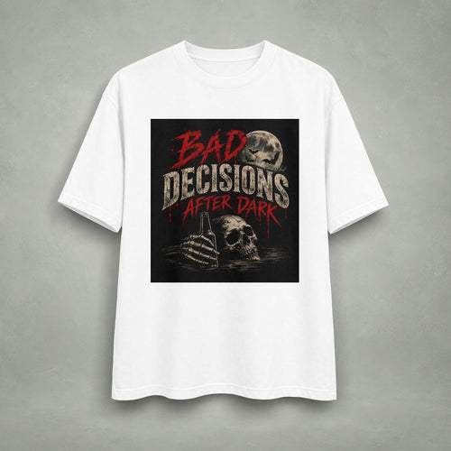 Bad Decisions After Dark T-shirt | Skull Moon Graphic Tee