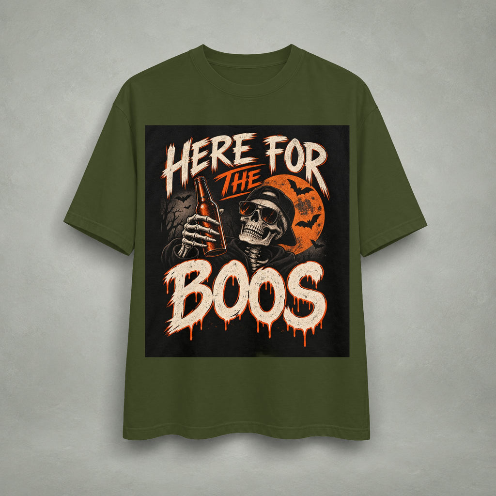 Here for the Boos Halloween Graphic Tee | Skeleton Design