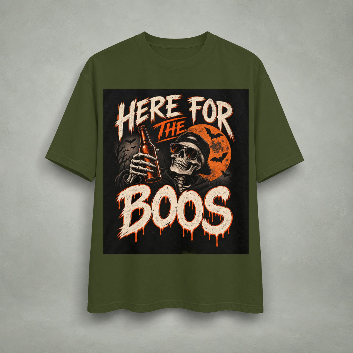 Here for the Boos Halloween Graphic Tee | Skeleton Design