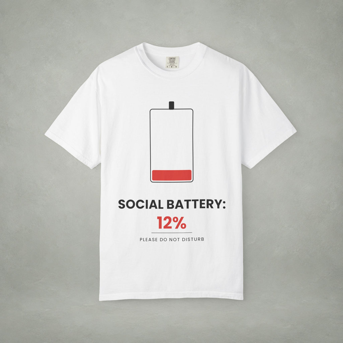 Social Battery 12% T-Shirt — Low Energy Graphic Tee