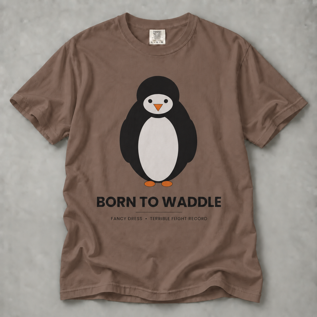 Penguin 'Born to Waddle' T-Shirt — Cute Graphic Tee for Animal Lovers