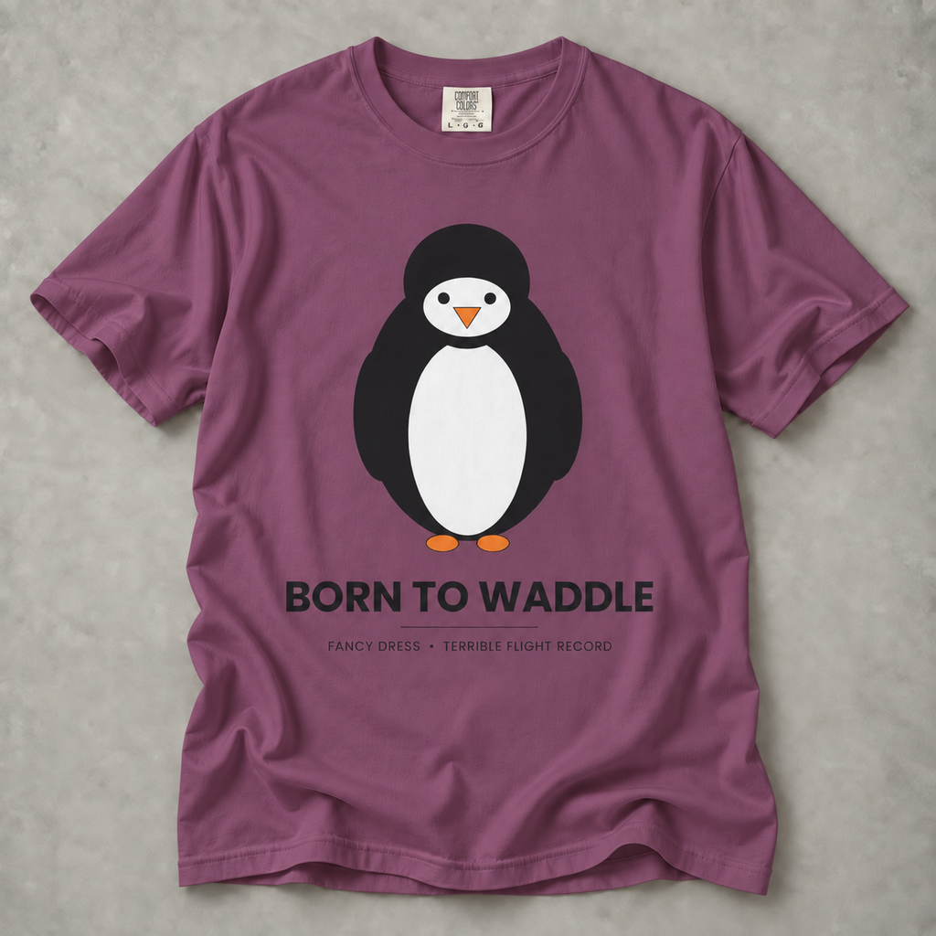 Penguin 'Born to Waddle' T-Shirt — Cute Graphic Tee for Animal Lovers