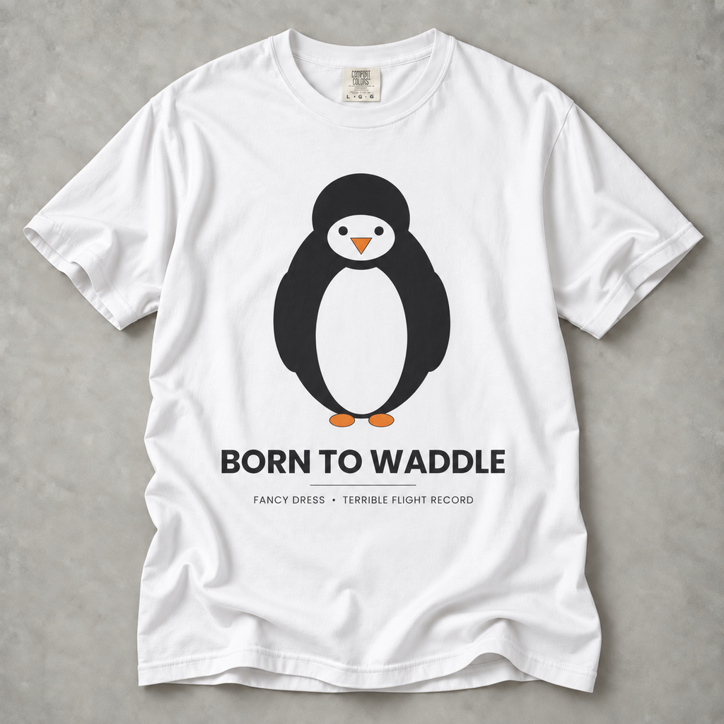 Penguin 'Born to Waddle' T-Shirt — Cute Graphic Tee for Animal Lovers