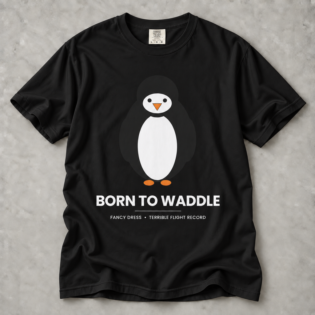 Penguin 'Born to Waddle' T-Shirt — Cute Graphic Tee for Animal Lovers