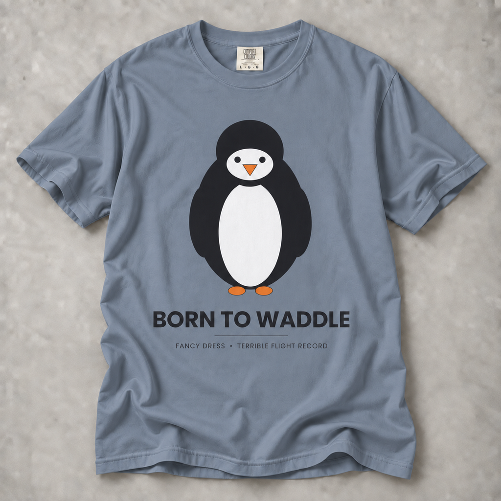 Penguin 'Born to Waddle' T-Shirt — Cute Graphic Tee for Animal Lovers