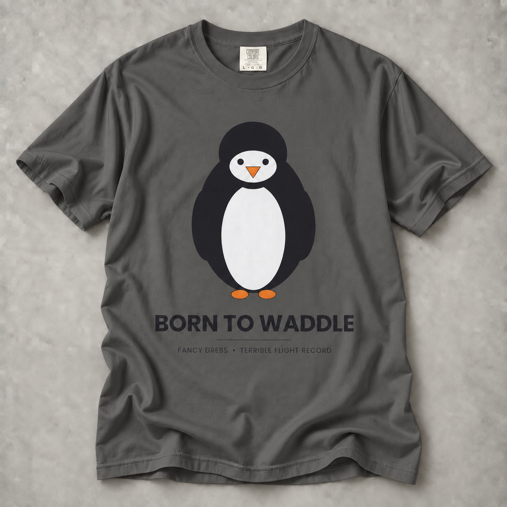 Penguin 'Born to Waddle' T-Shirt — Cute Graphic Tee for Animal Lovers