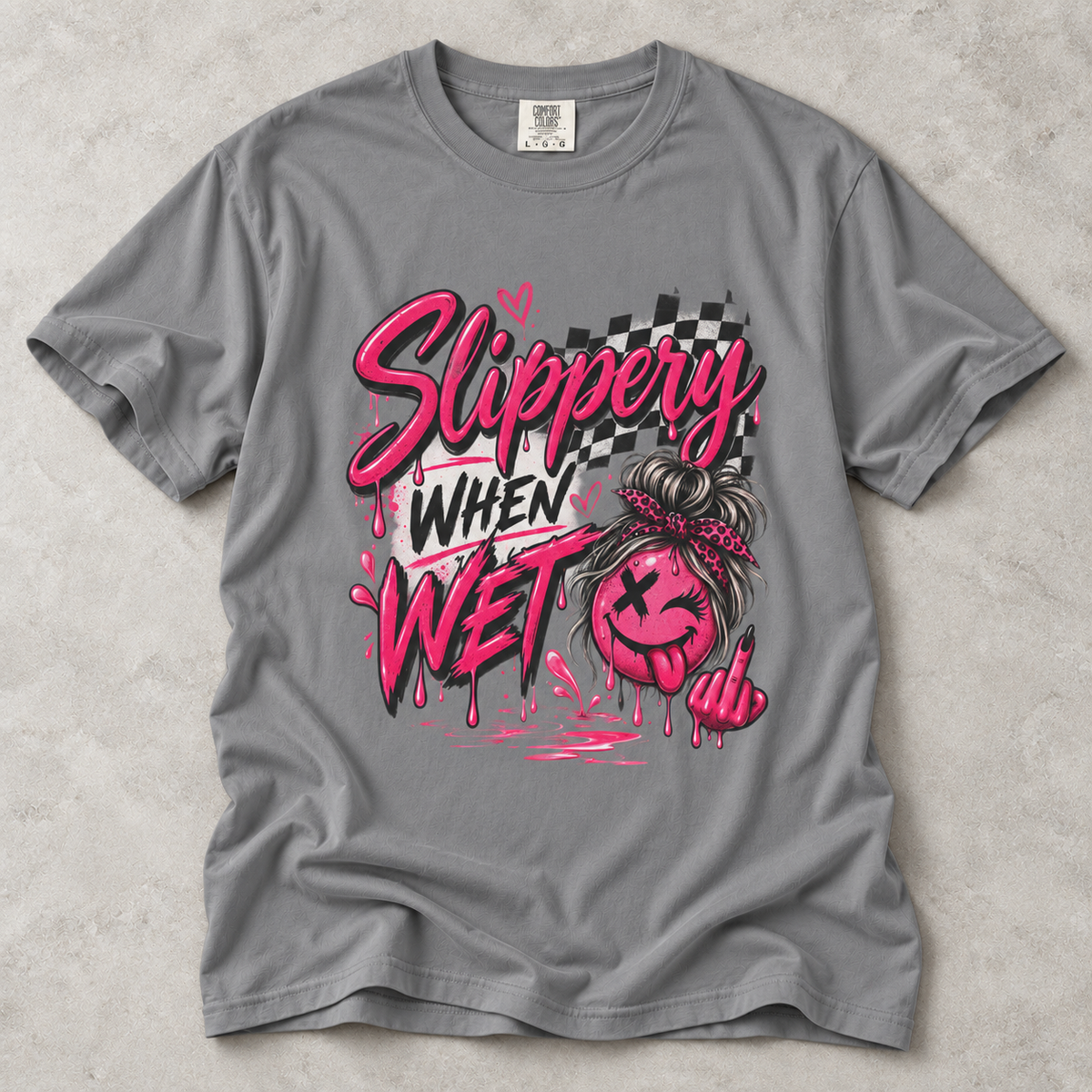 Slippery When Wet Graphic T-Shirt — Pink Drip Streetwear Tee