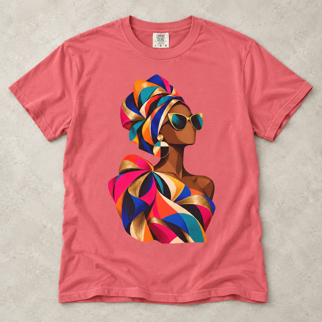 Colorful Afrowrap Portrait T-Shirt