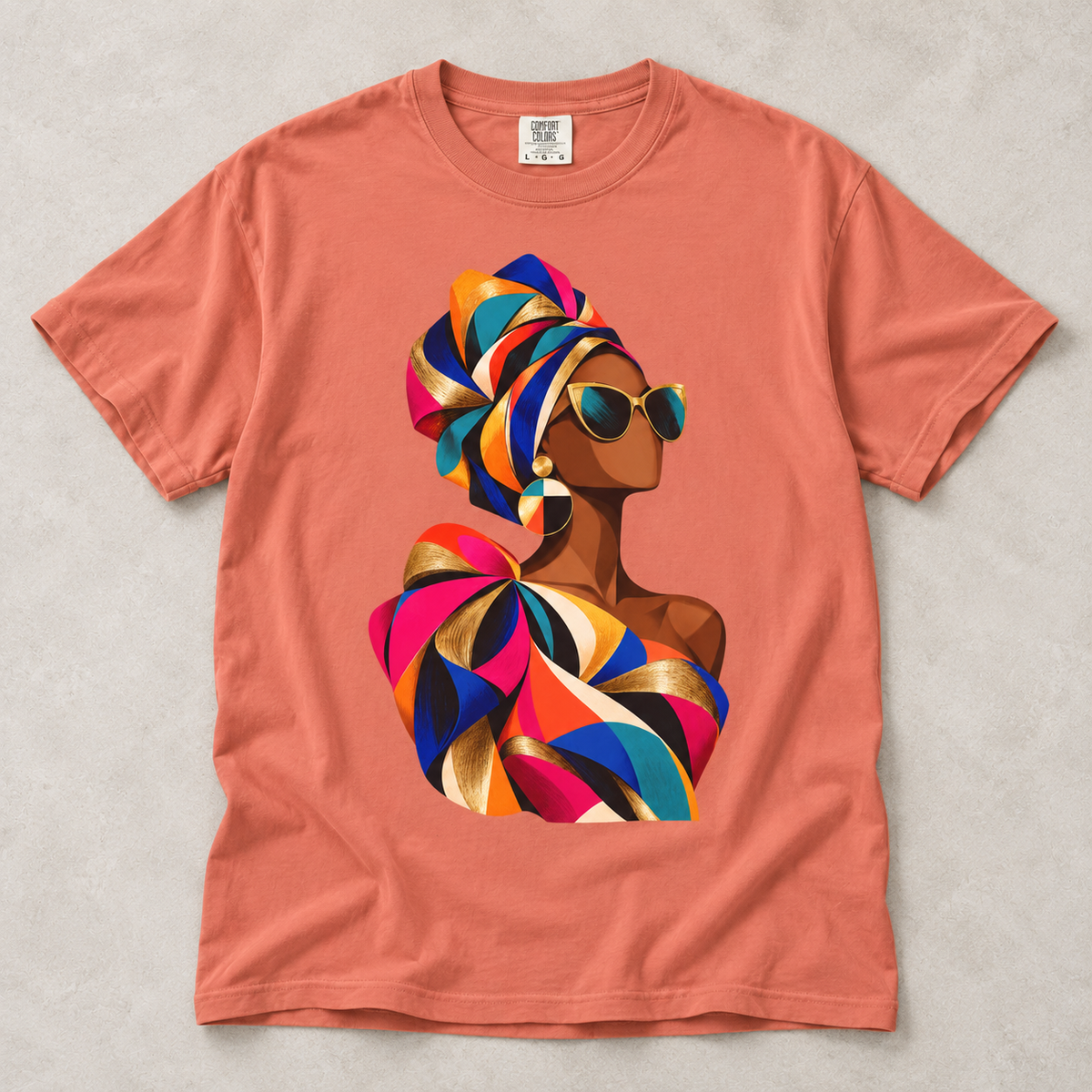 Colorful Afrowrap Portrait T-Shirt