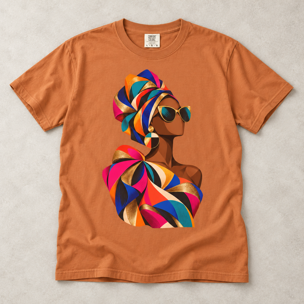 Colorful Afrowrap Portrait T-Shirt