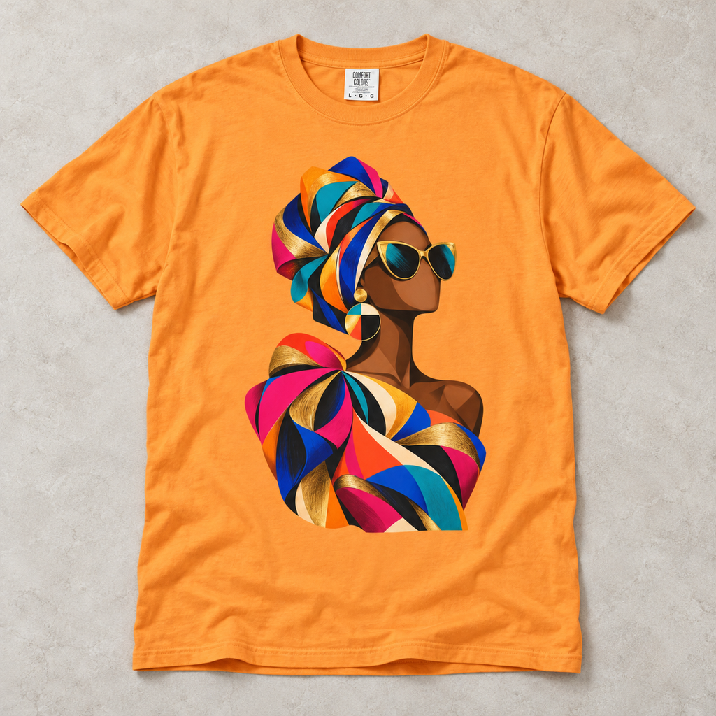 Colorful Afrowrap Portrait T-Shirt