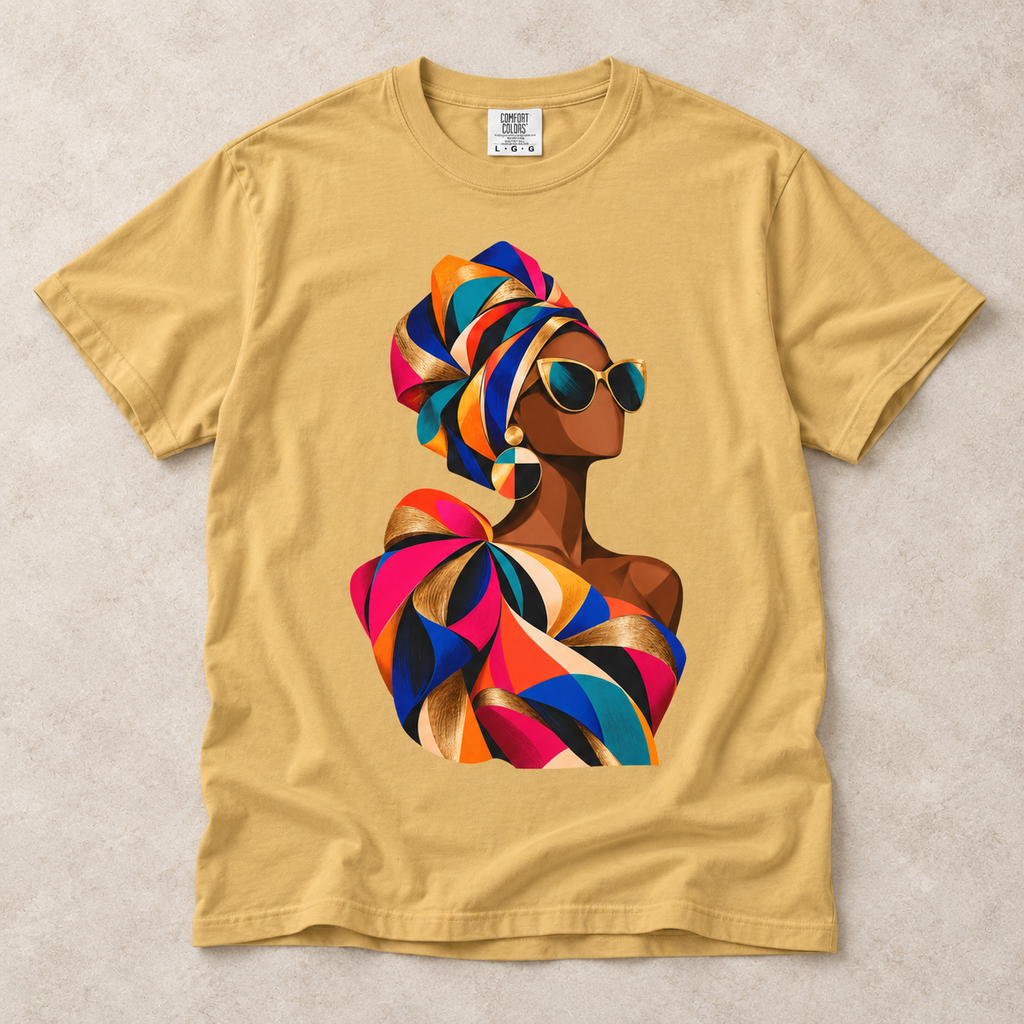 Colorful Afrowrap Portrait T-Shirt