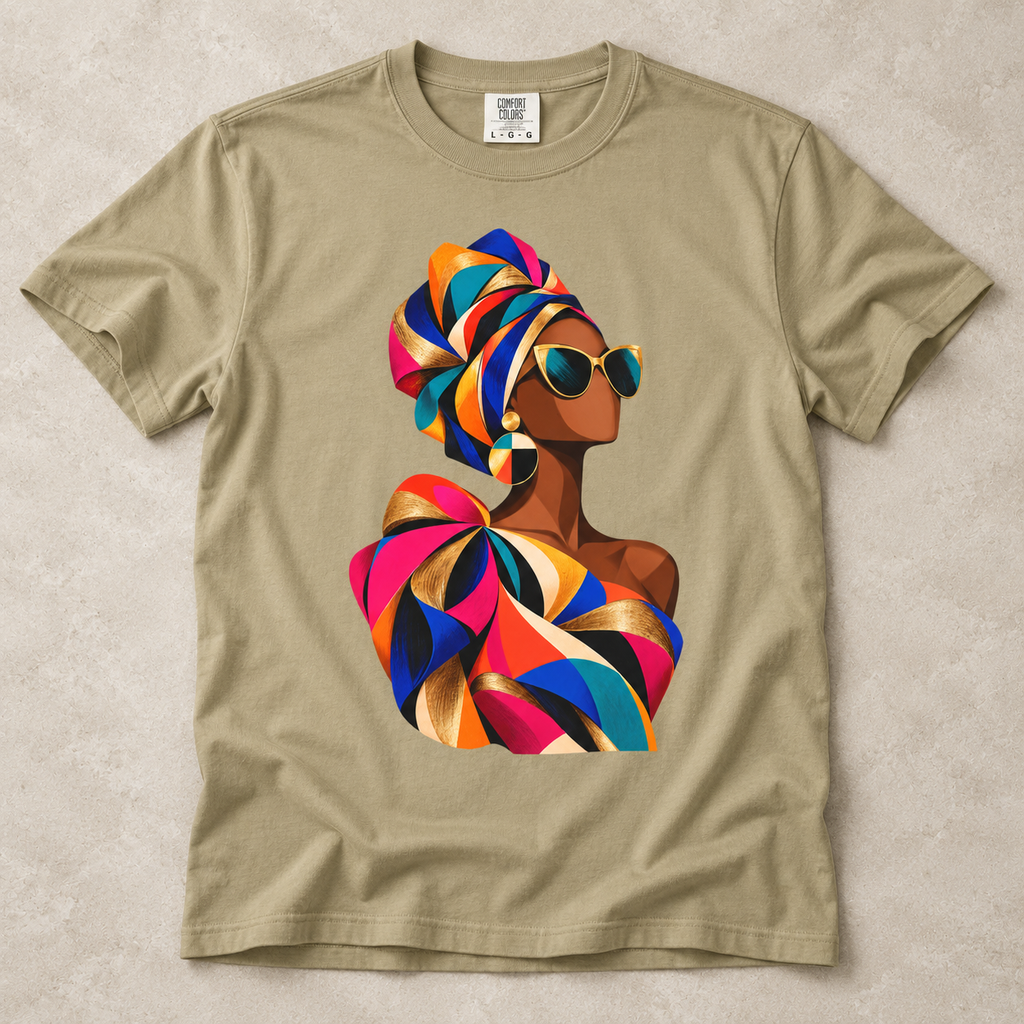 Colorful Afrowrap Portrait T-Shirt