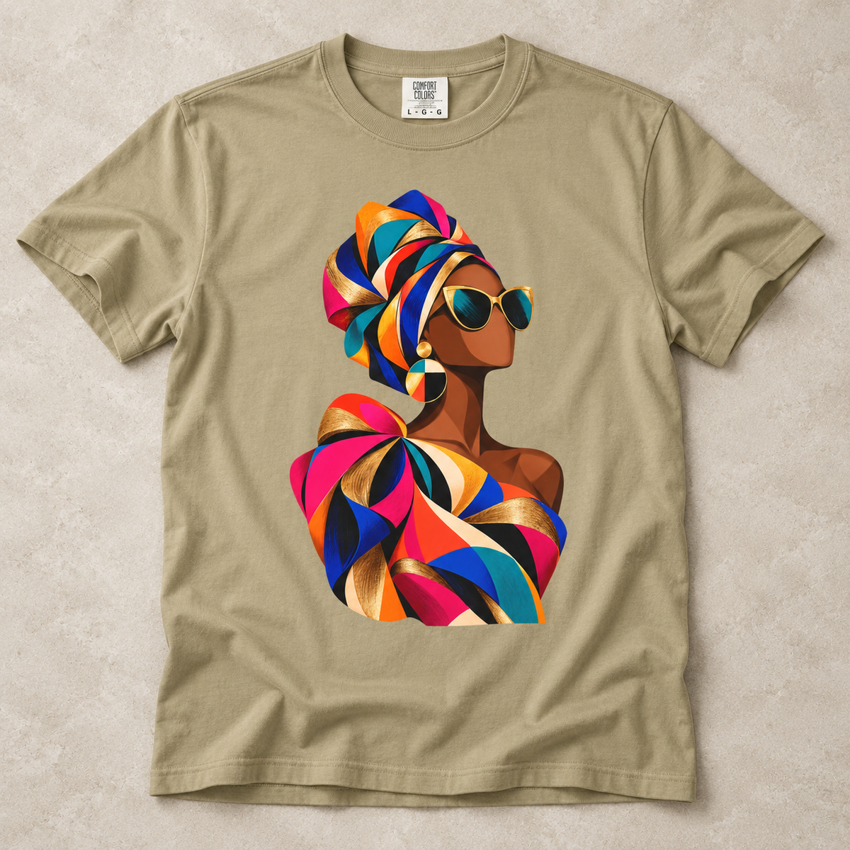 Colorful Afrowrap Portrait T-Shirt