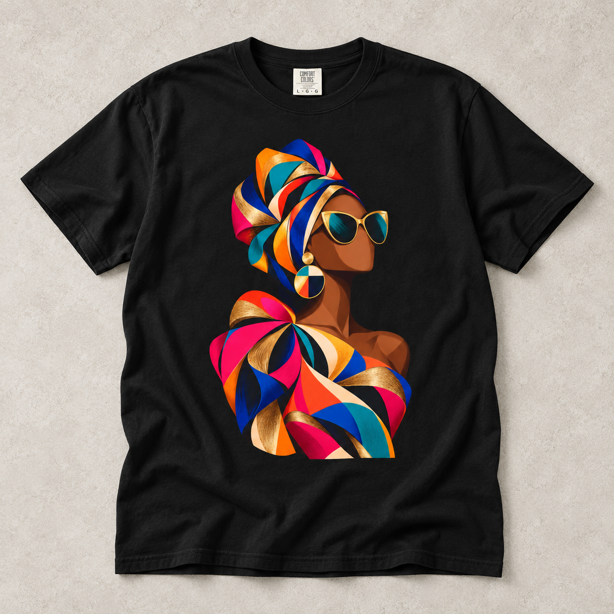 Colorful Afrowrap Portrait T-Shirt
