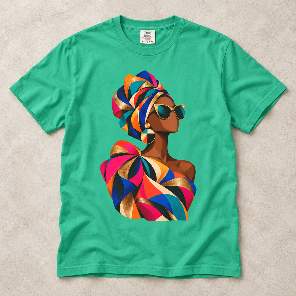 Colorful Afrowrap Portrait T-Shirt