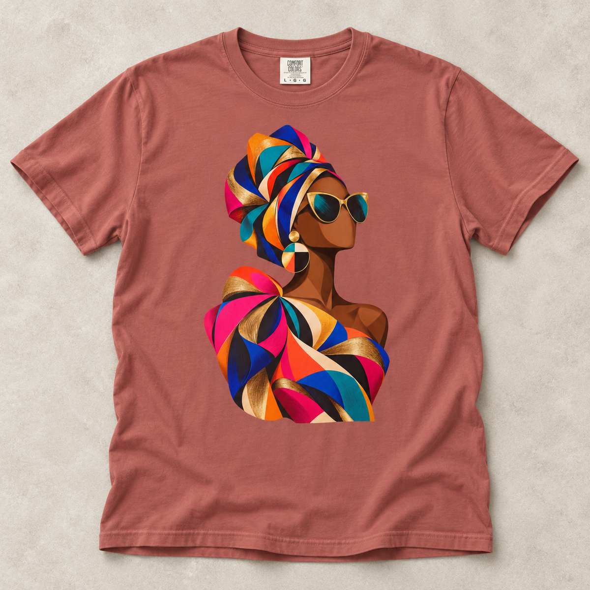 Colorful Afrowrap Portrait T-Shirt