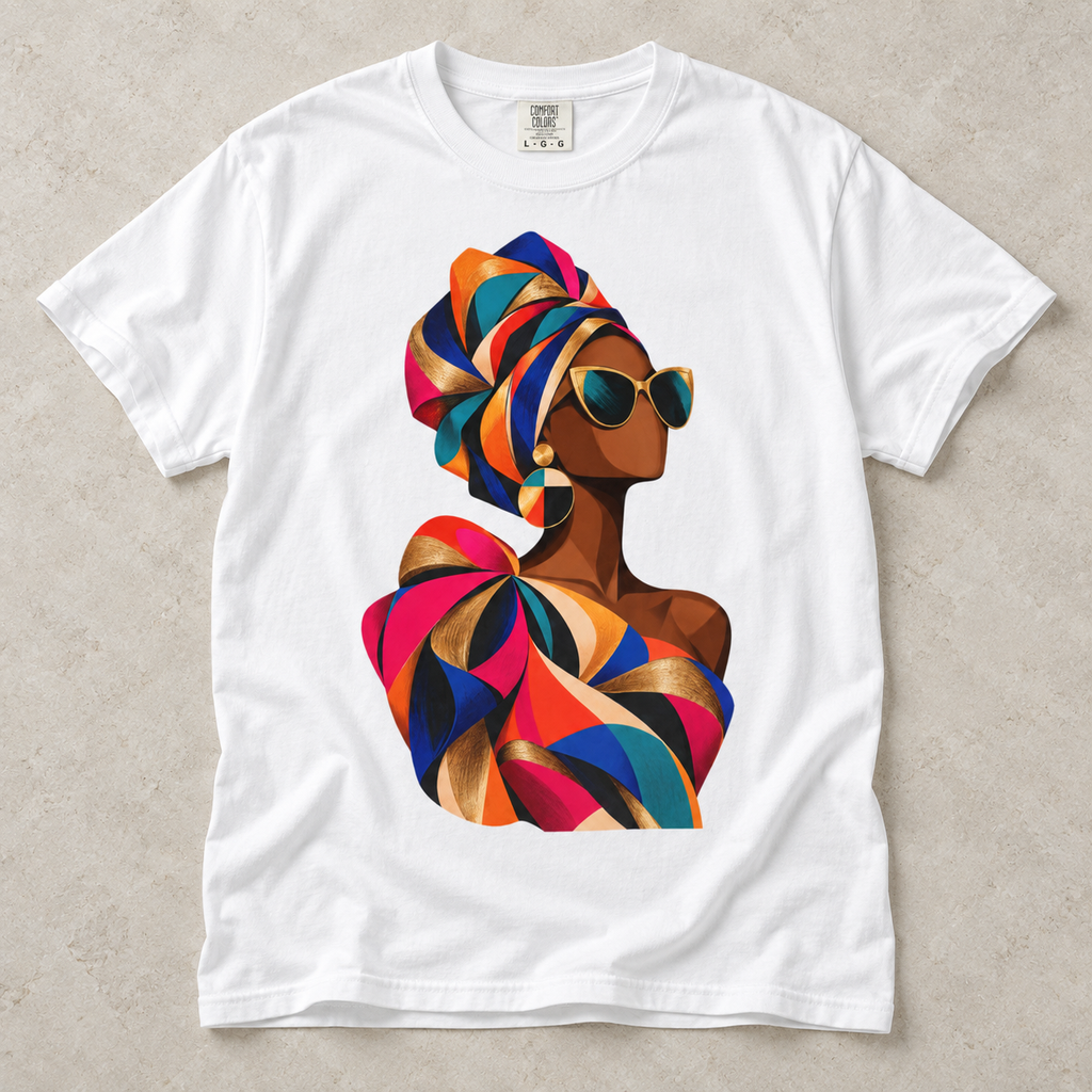 Colorful Afrowrap Portrait T-Shirt
