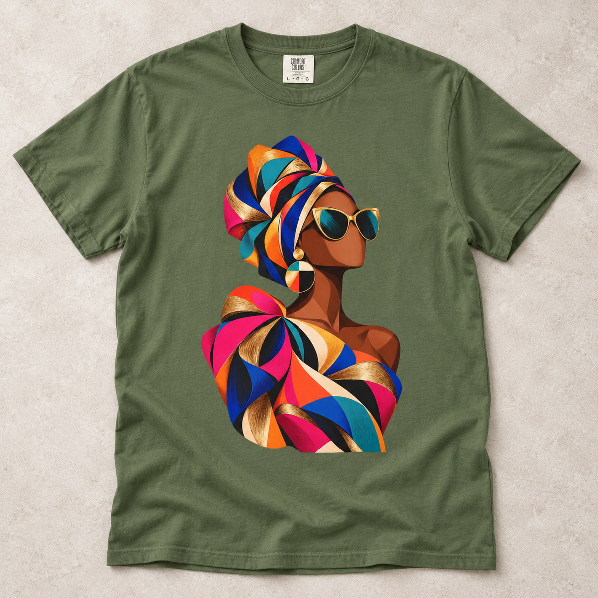 Colorful Afrowrap Portrait T-Shirt