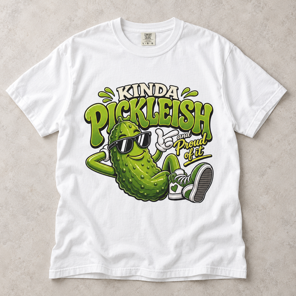 Kinda Pickleish Graphic T-Shirt — Funny Pickle Cartoon Tee