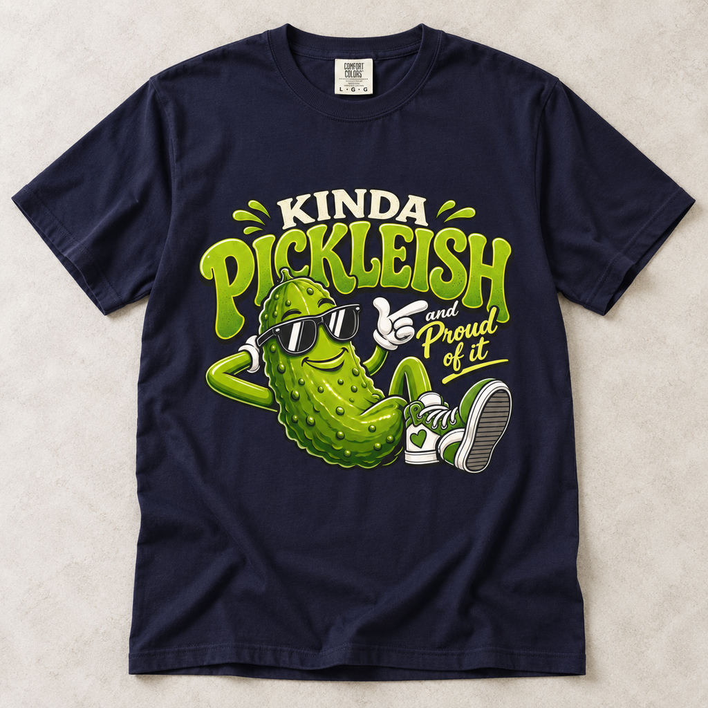 Kinda Pickleish Graphic T-Shirt — Funny Pickle Cartoon Tee