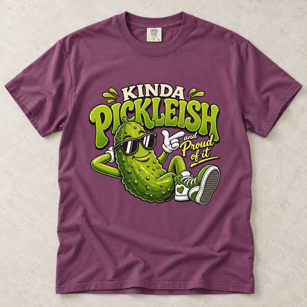 Kinda Pickleish Graphic T-Shirt — Funny Pickle Cartoon Tee