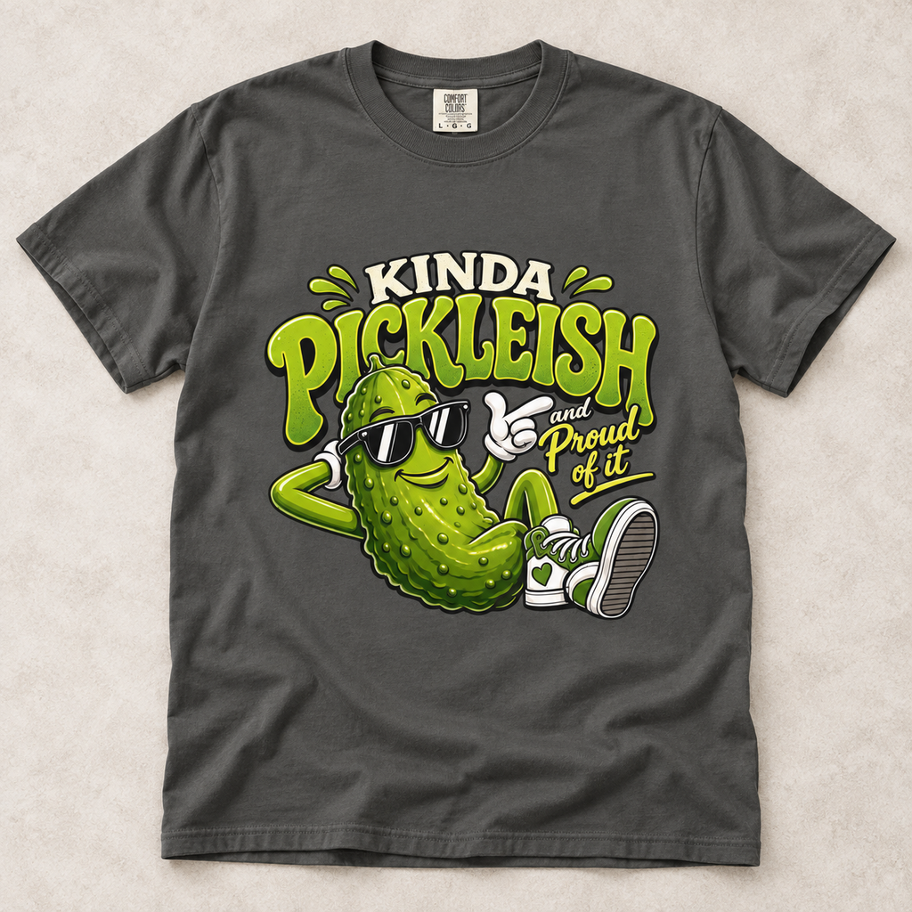 Kinda Pickleish Graphic T-Shirt — Funny Pickle Cartoon Tee