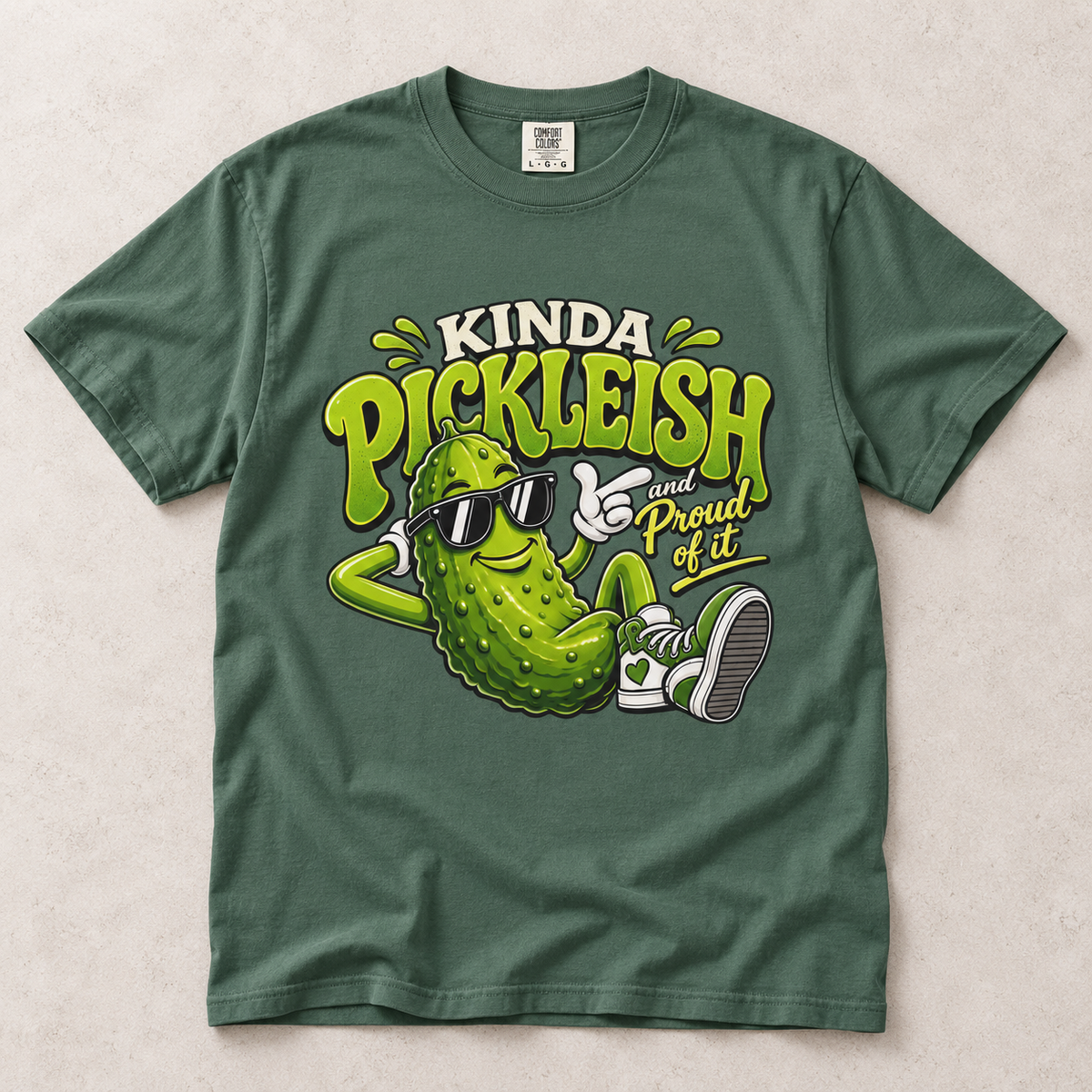Kinda Pickleish Graphic T-Shirt — Funny Pickle Cartoon Tee