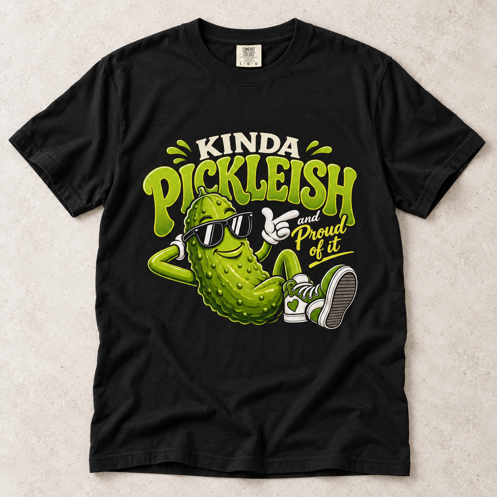 Kinda Pickleish Graphic T-Shirt — Funny Pickle Cartoon Tee