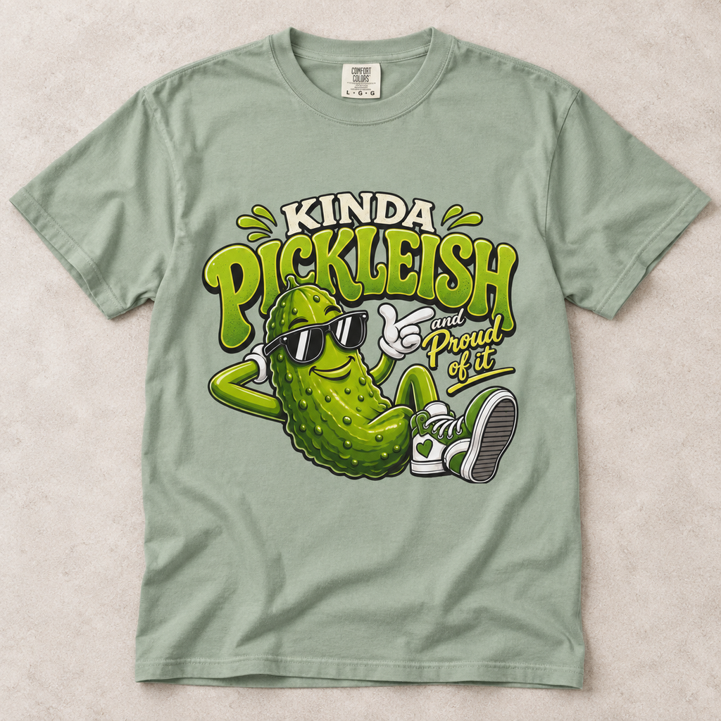 Kinda Pickleish Graphic T-Shirt — Funny Pickle Cartoon Tee