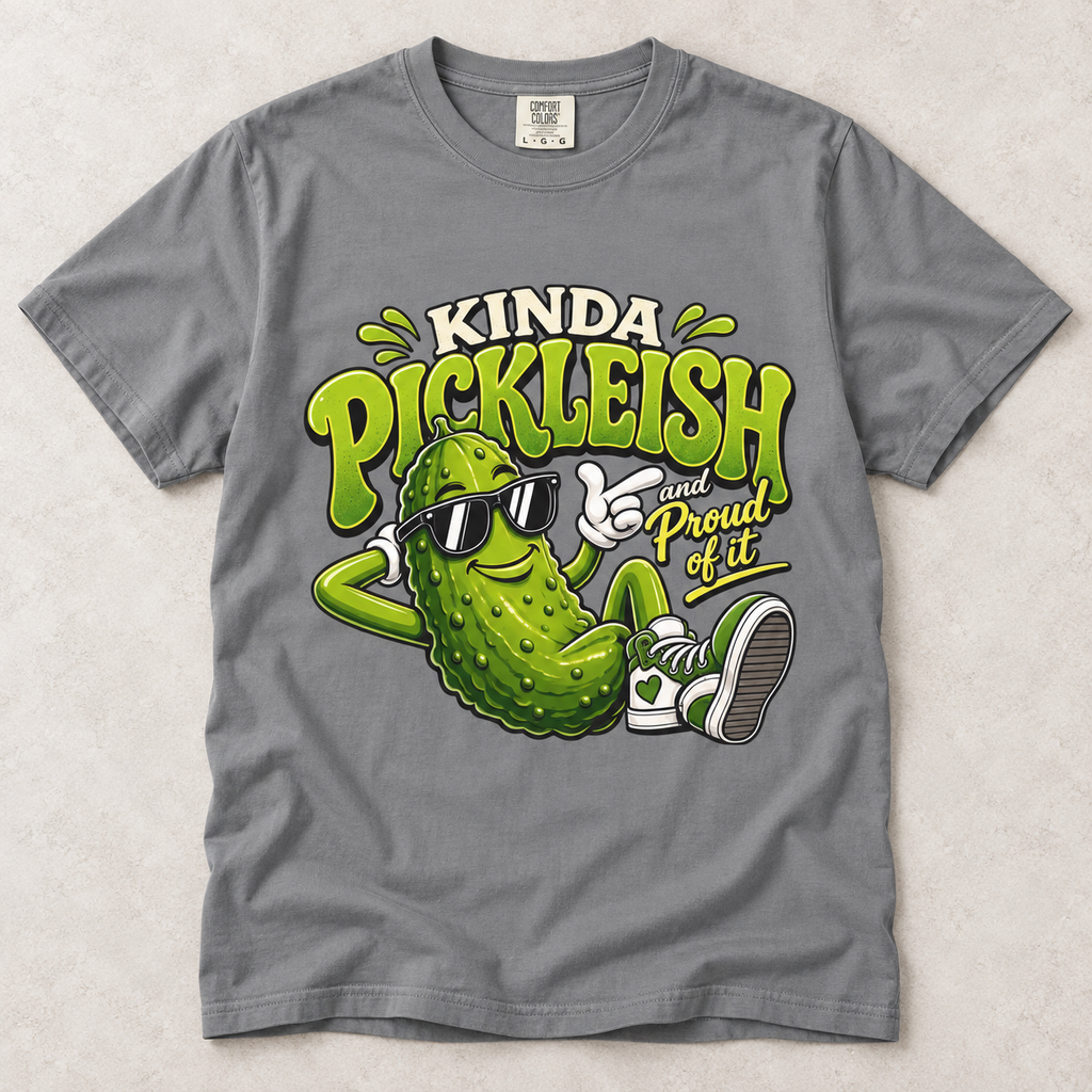 Kinda Pickleish Graphic T-Shirt — Funny Pickle Cartoon Tee