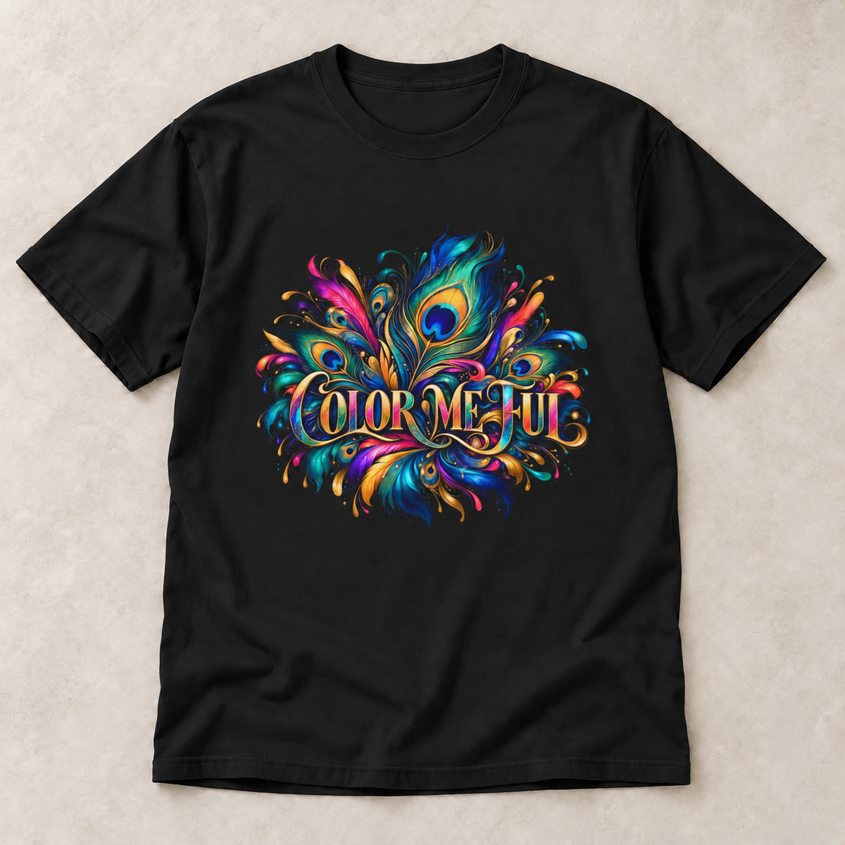 Color Me Hue T-Shirt — Vibrant Peacock Feather Art Tee