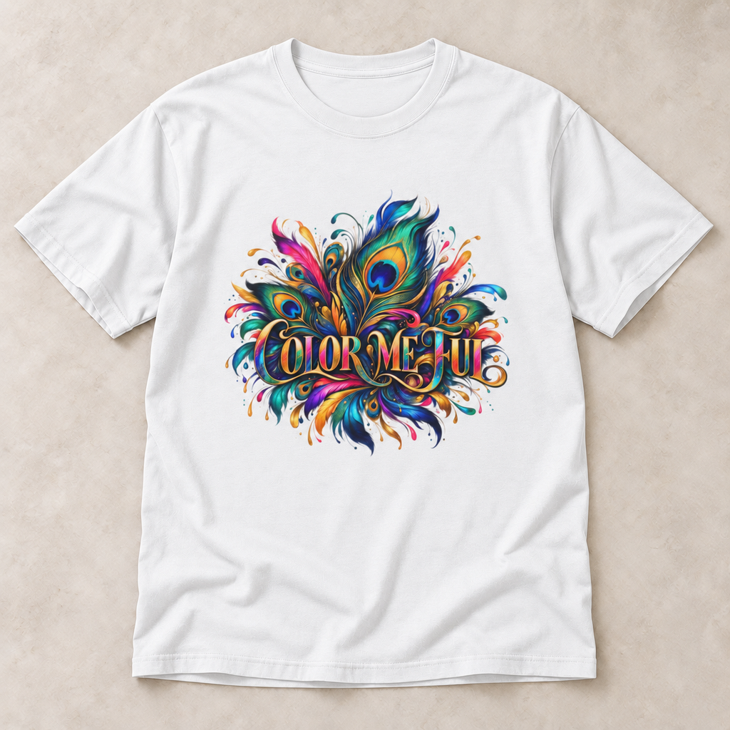 Color Me Hue T-Shirt — Vibrant Peacock Feather Art Tee