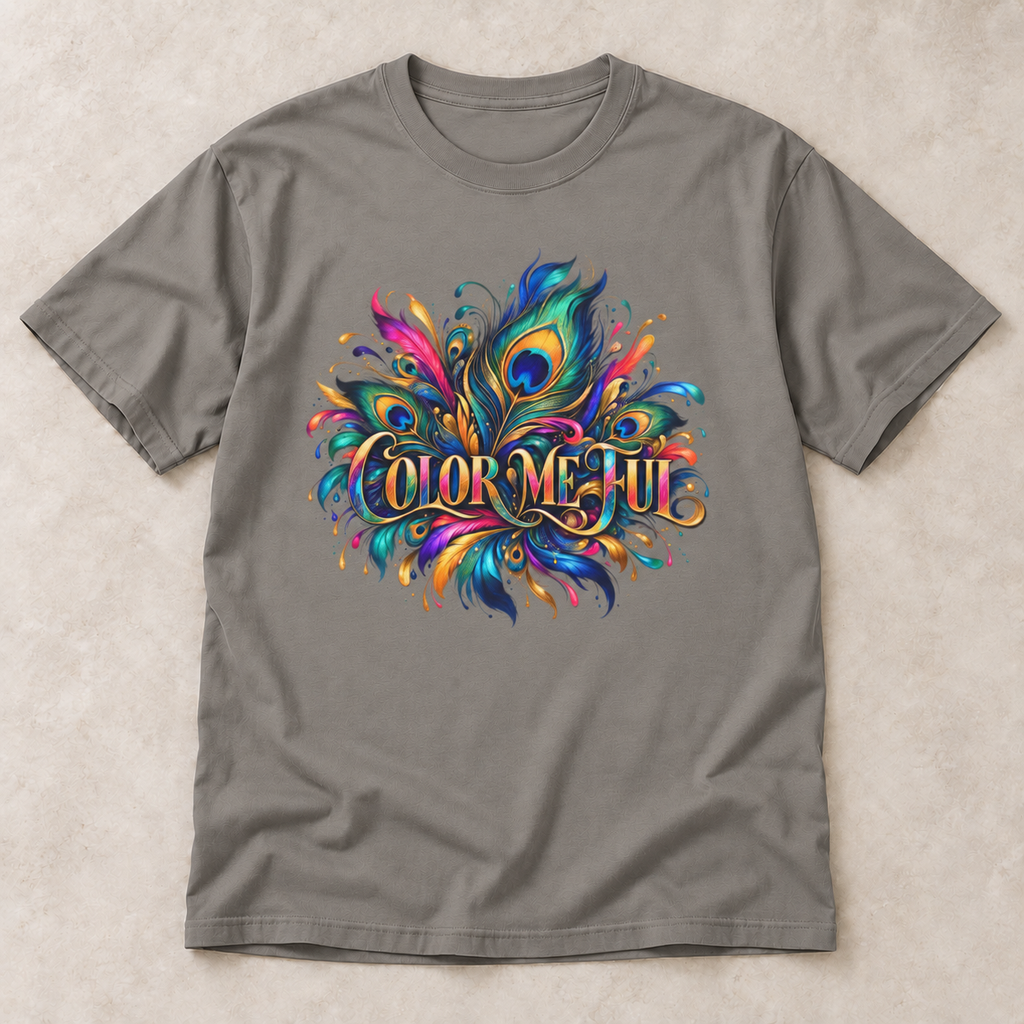 Color Me Hue T-Shirt — Vibrant Peacock Feather Art Tee