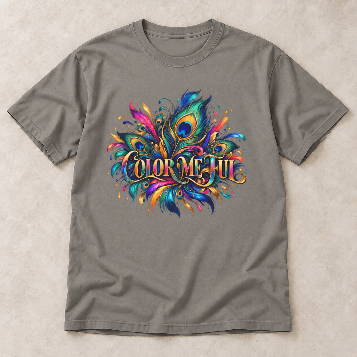 Color Me Hue T-Shirt — Vibrant Peacock Feather Art Tee