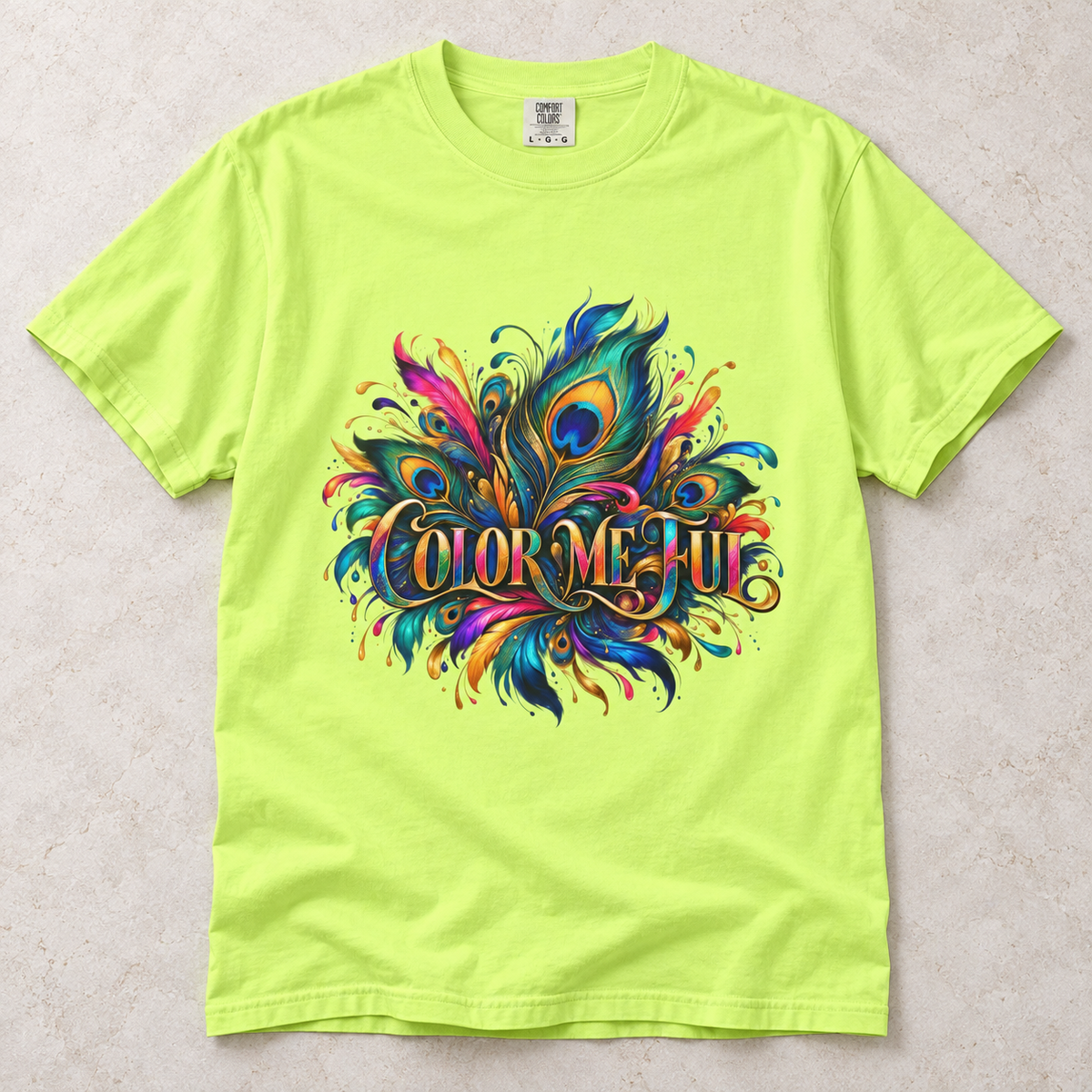Color Me Hue T-Shirt — Vibrant Peacock Feather Art Tee