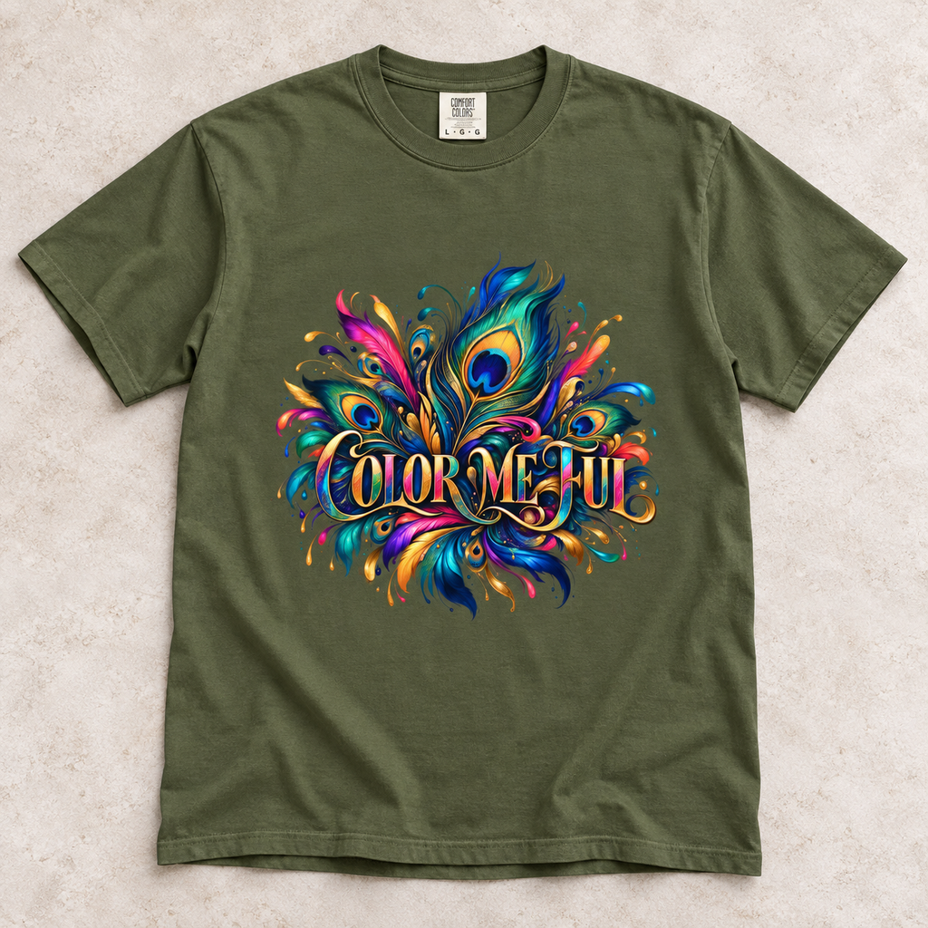 Color Me Hue T-Shirt — Vibrant Peacock Feather Art Tee