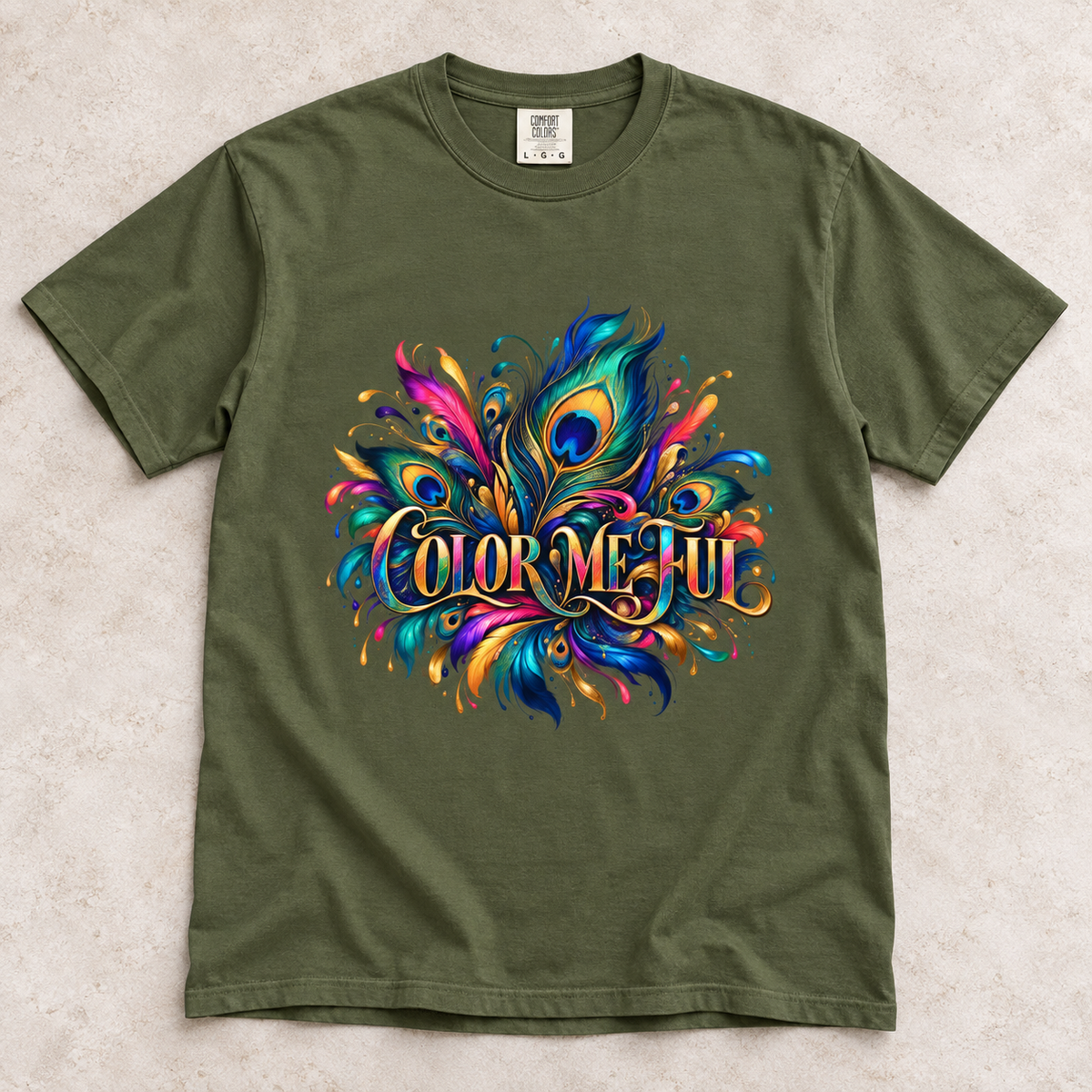 Color Me Hue T-Shirt — Vibrant Peacock Feather Art Tee