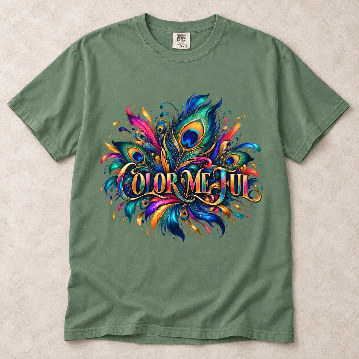 Color Me Hue T-Shirt — Vibrant Peacock Feather Art Tee