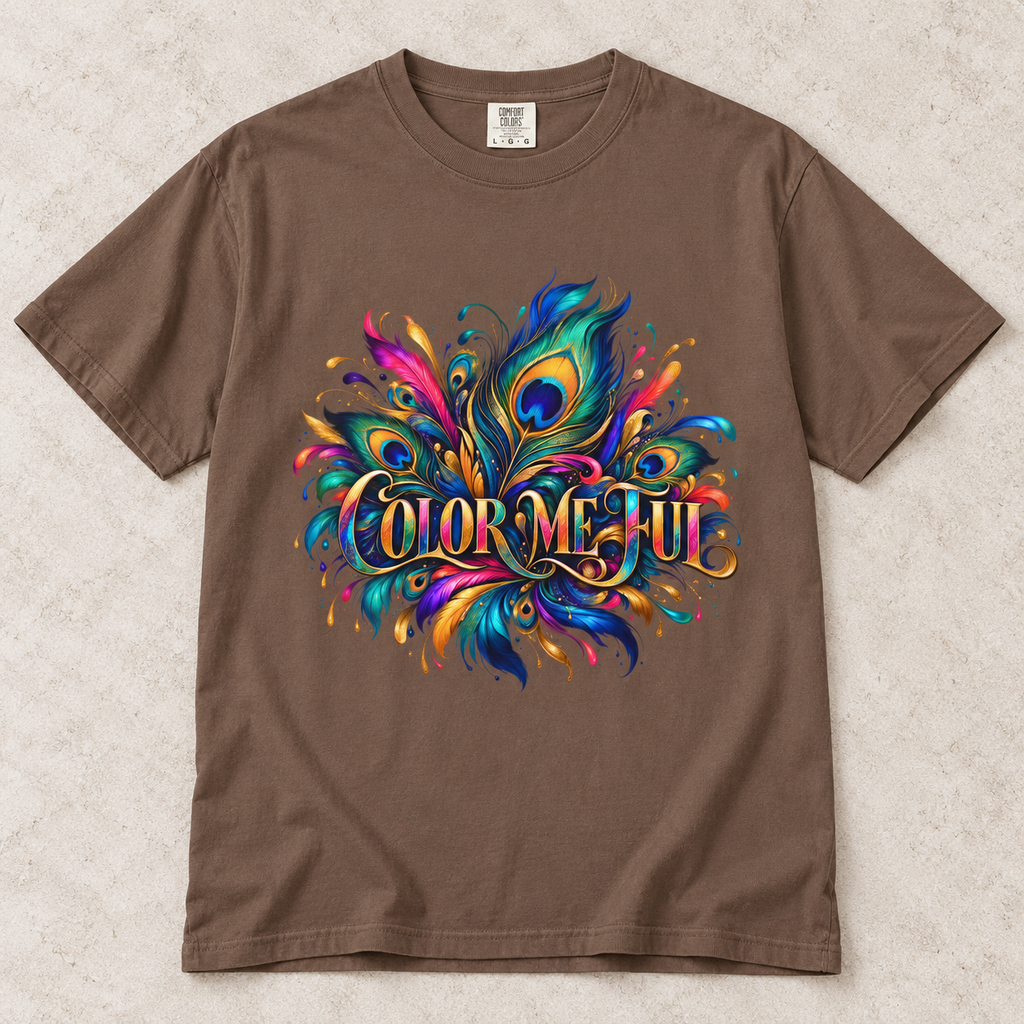 Color Me Hue T-Shirt — Vibrant Peacock Feather Art Tee