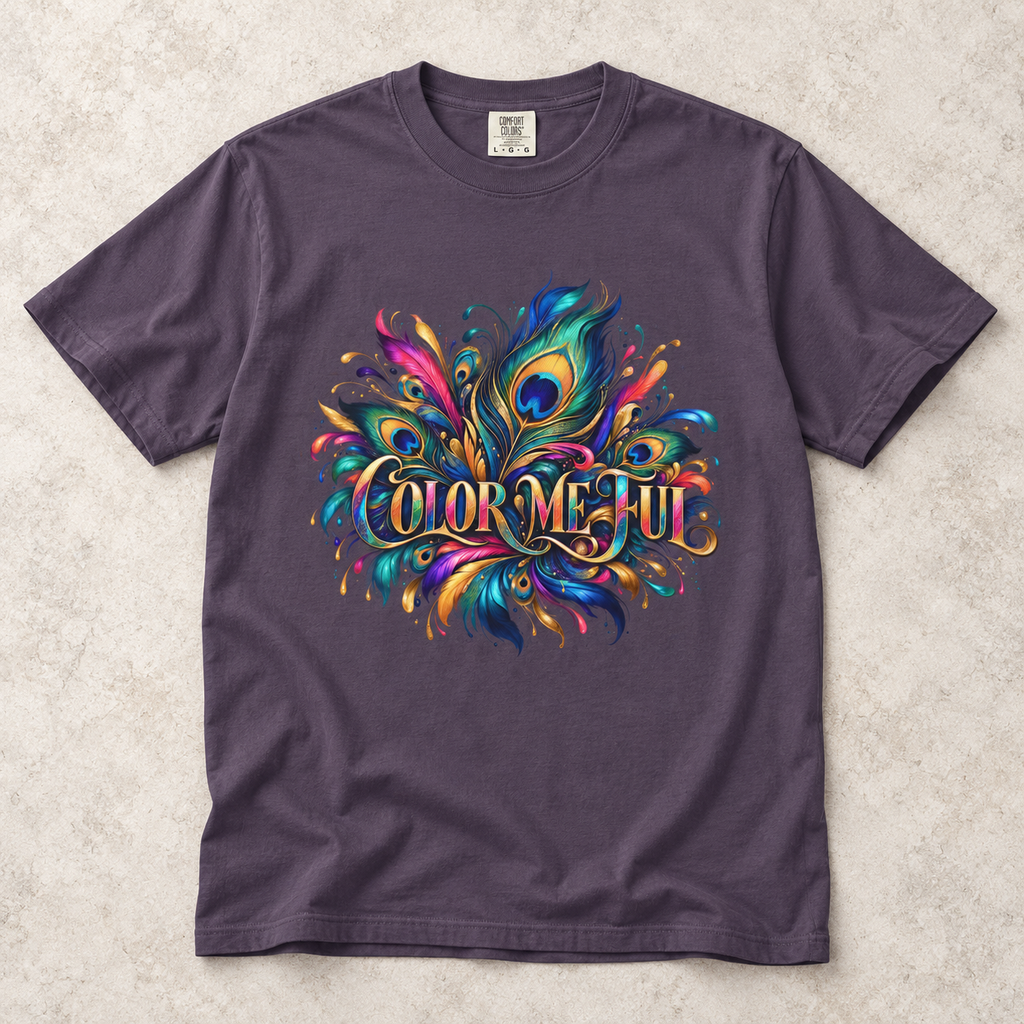 Color Me Hue T-Shirt — Vibrant Peacock Feather Art Tee