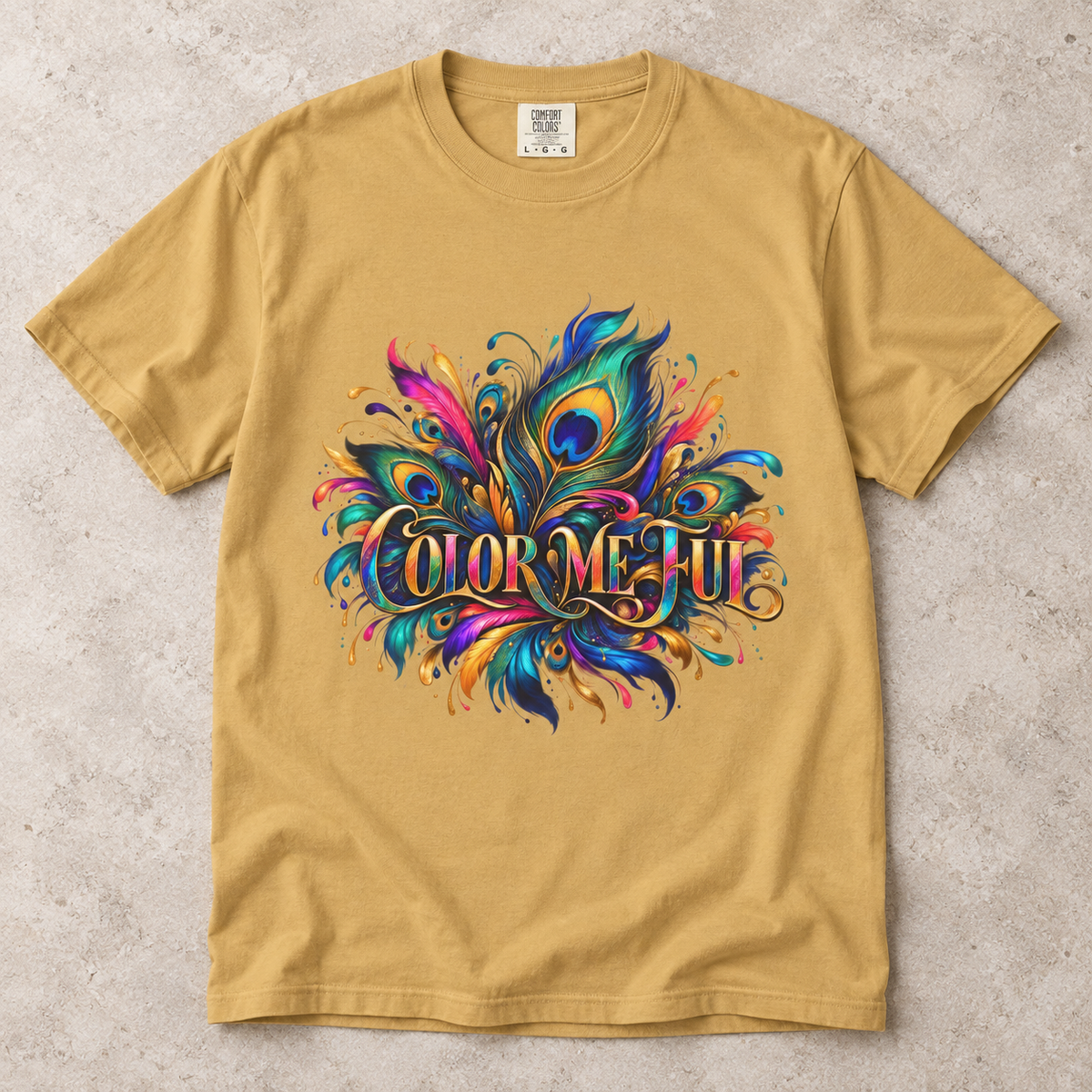 Color Me Hue T-Shirt — Vibrant Peacock Feather Art Tee