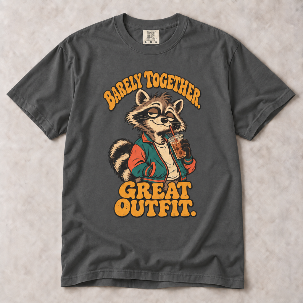 Barely Together, Great Outfit — Unisex Raccoon Graphic Tee
