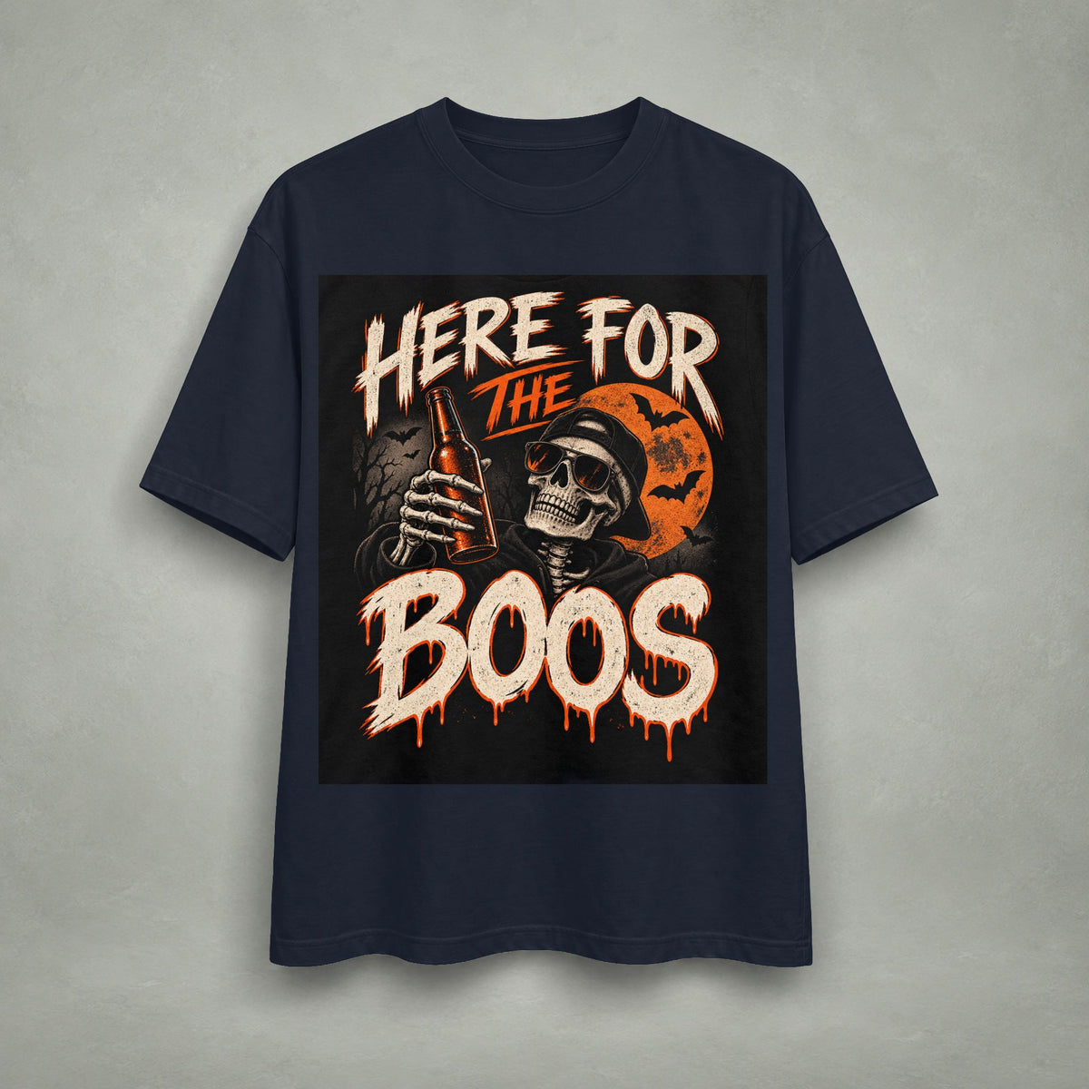 Here for the Boos Halloween Graphic Tee | Skeleton Design