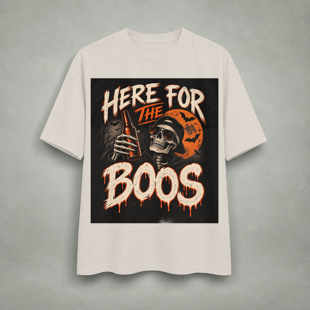 Here for the Boos Halloween Graphic Tee | Skeleton Design
